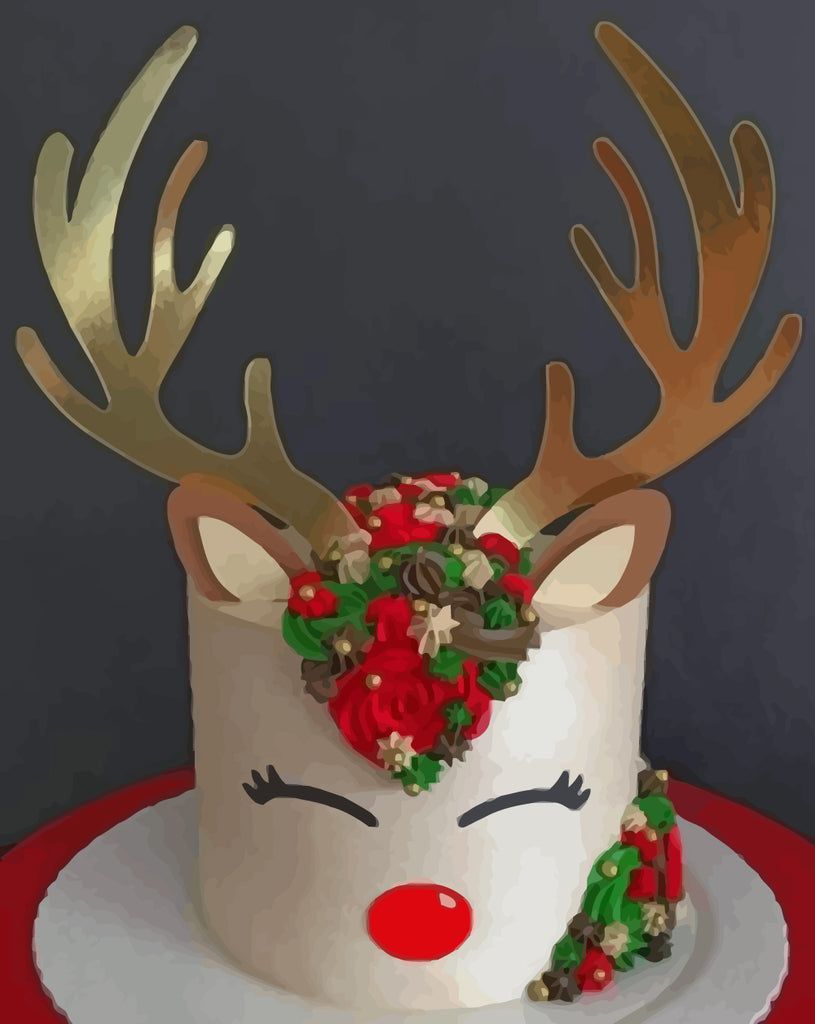 Christmas Elk Cake Paint by Numbers