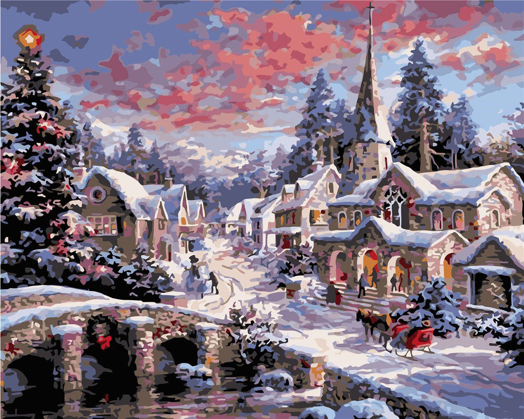 Christmas in A Small Town Paint by Numbers