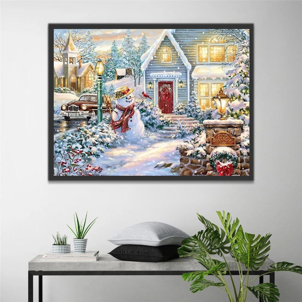 Christmas Snowman with Cosy Cottage Paint by Numbers
