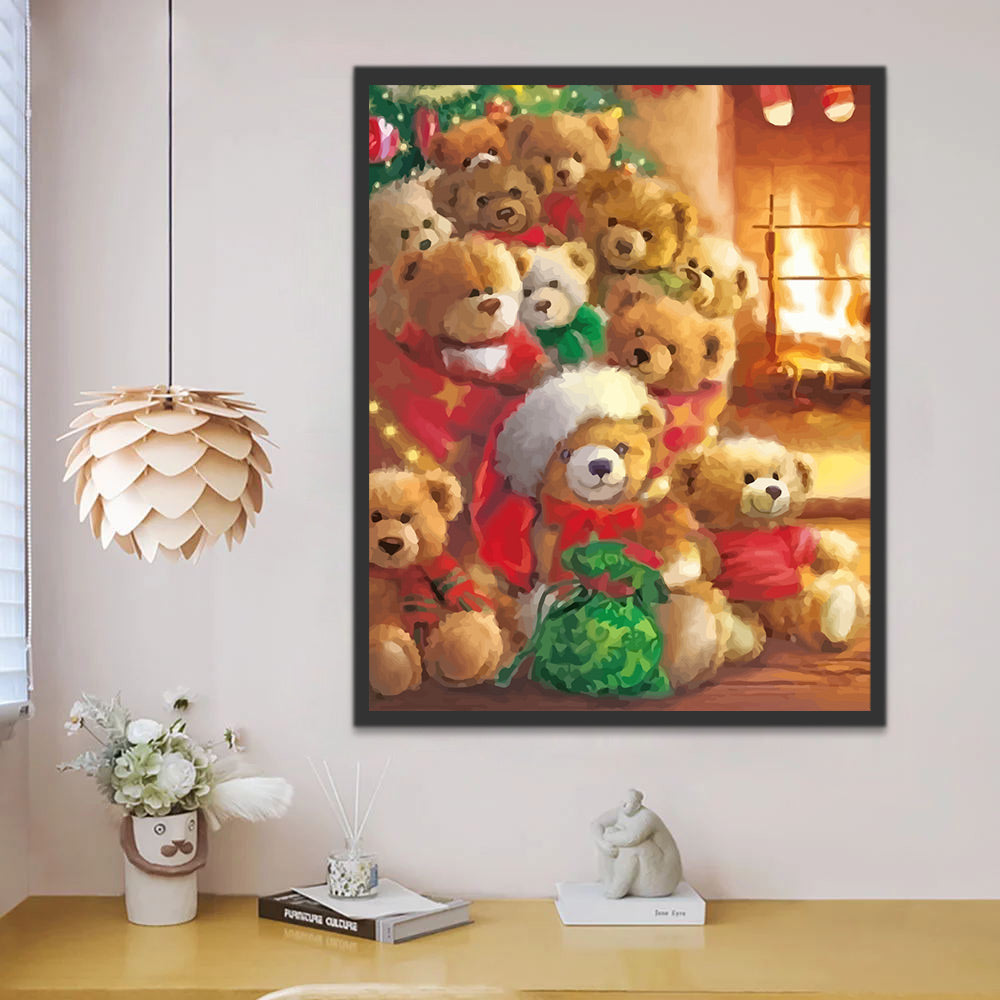 Christmas Stuffed Bears Paint by Numbers