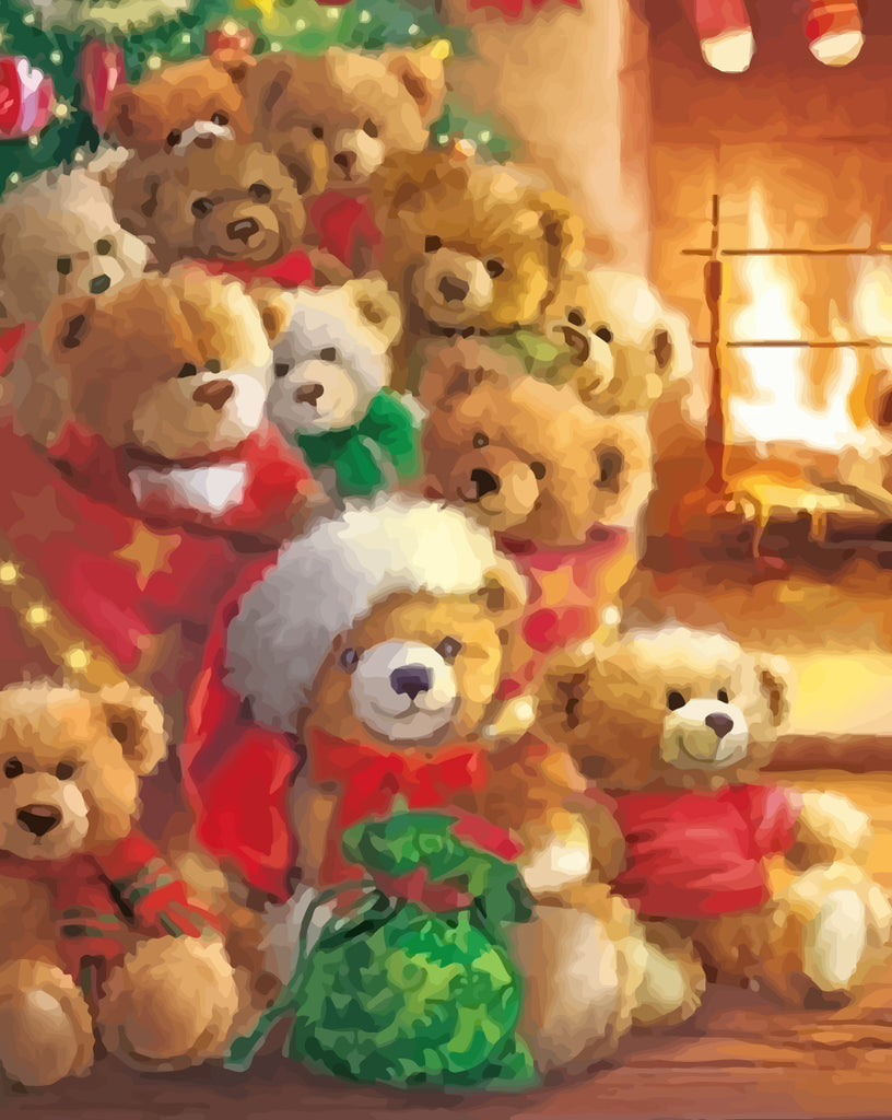 Christmas Stuffed Bears Paint by Numbers