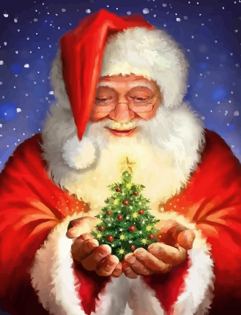 Christmas Tree in Santa's Hands Paint by Numbers