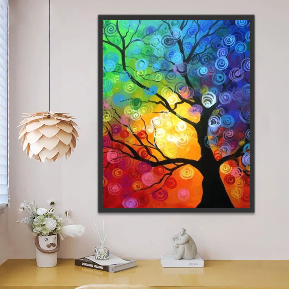 Colorful Abstract Tree Paint by Numbers
