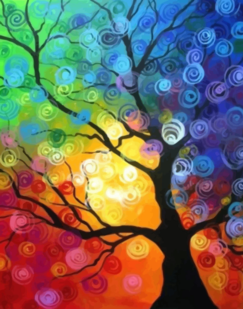 Colorful Abstract Tree Paint by Numbers