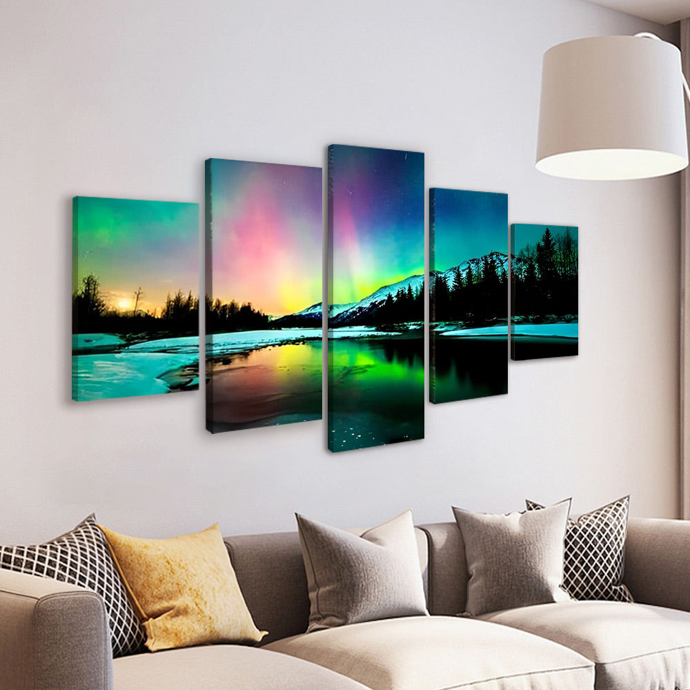 Colorful Aurora Borealis 5 Pack Paint By Numbers