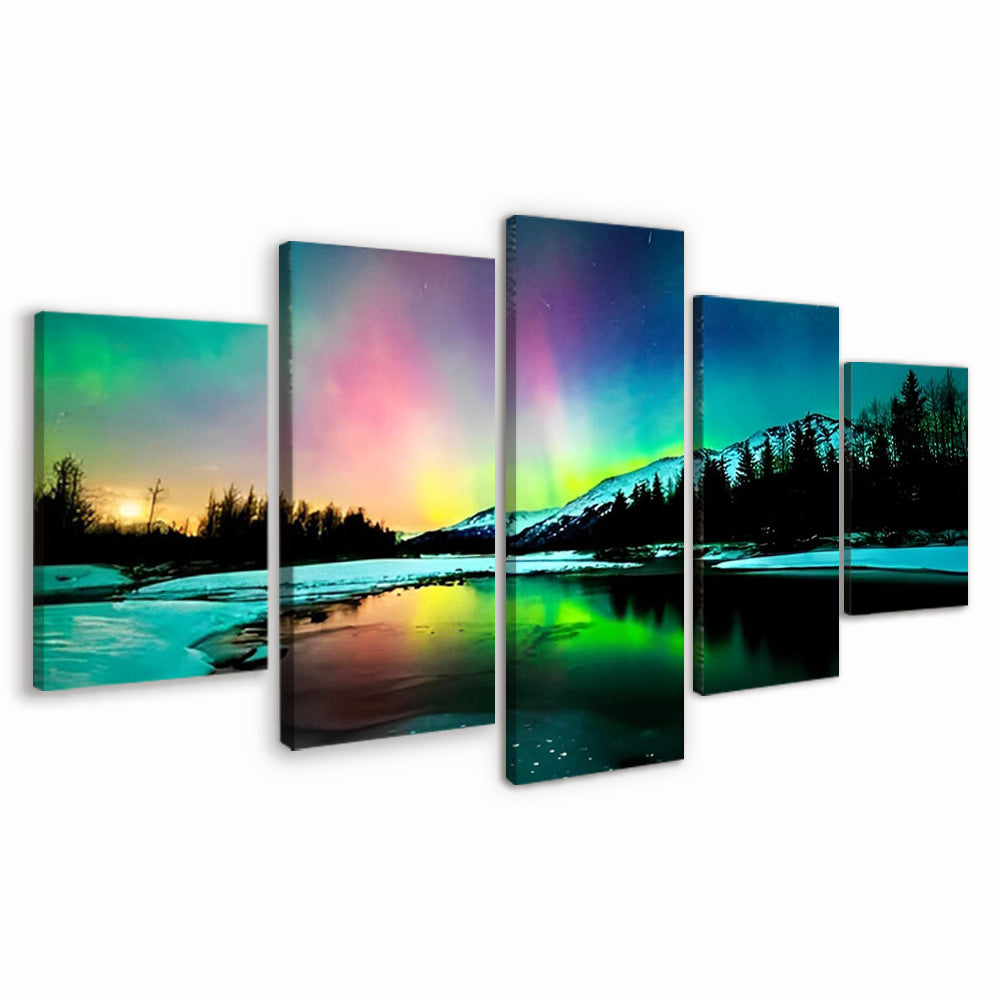 Colorful Aurora Borealis 5 Pack Paint By Numbers