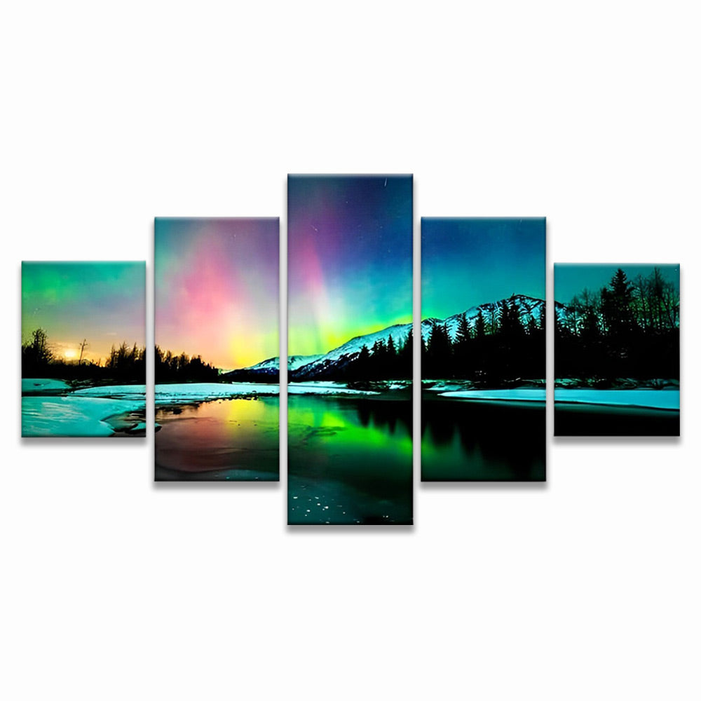 Colorful Aurora Borealis 5 Pack Paint By Numbers