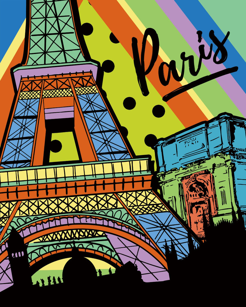 Colorful Cartoon Eiffel Tower Paint by Numbers