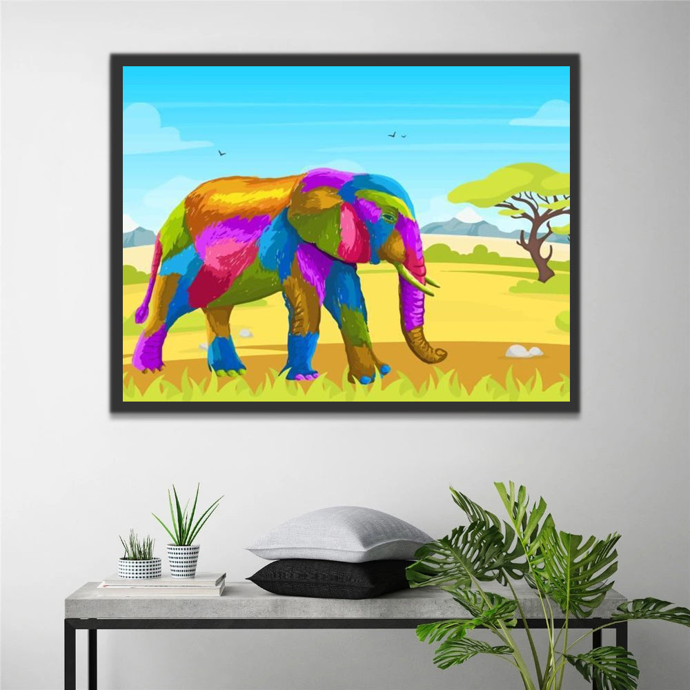 Colorful Cartoon Elephant Paint by Numbers for Kids