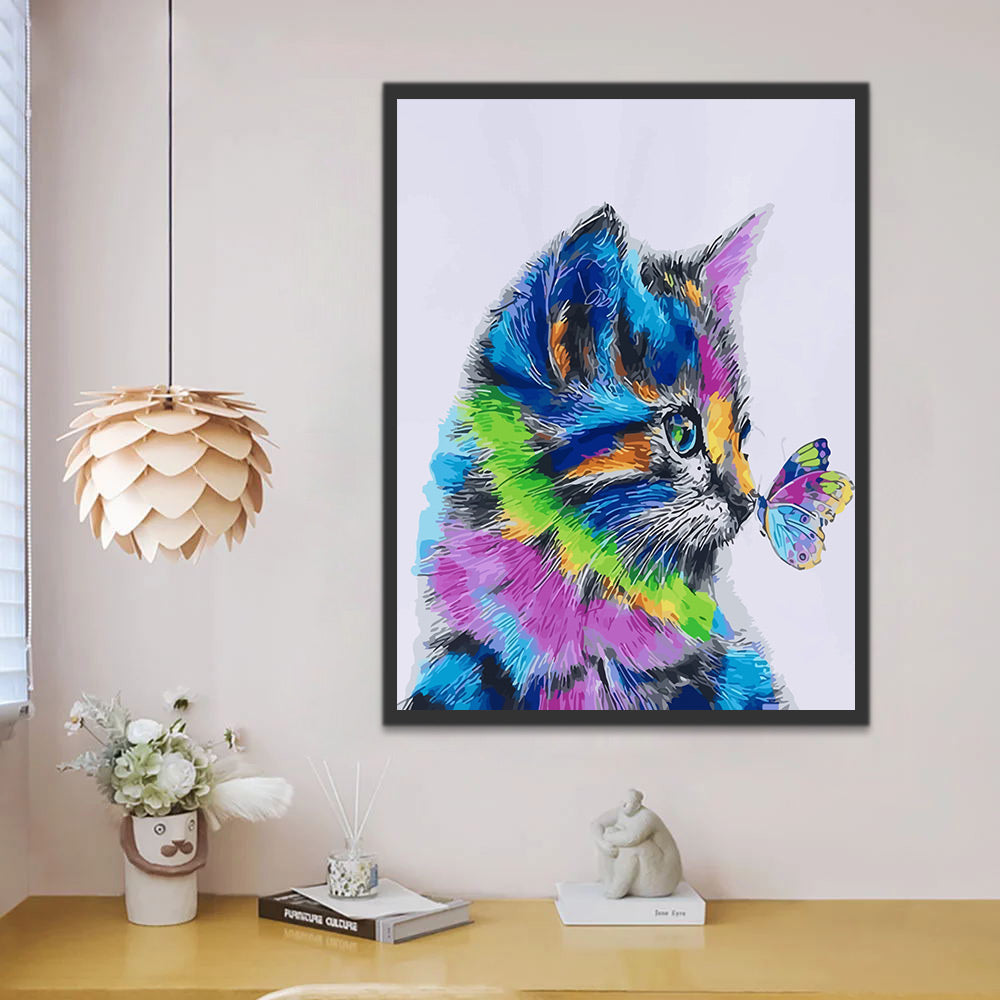 Colorful Cat and Butterfly Paint by Numbers
