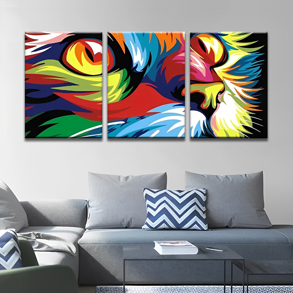 Colorful Cat Face 3 Pack Paint By Numbers