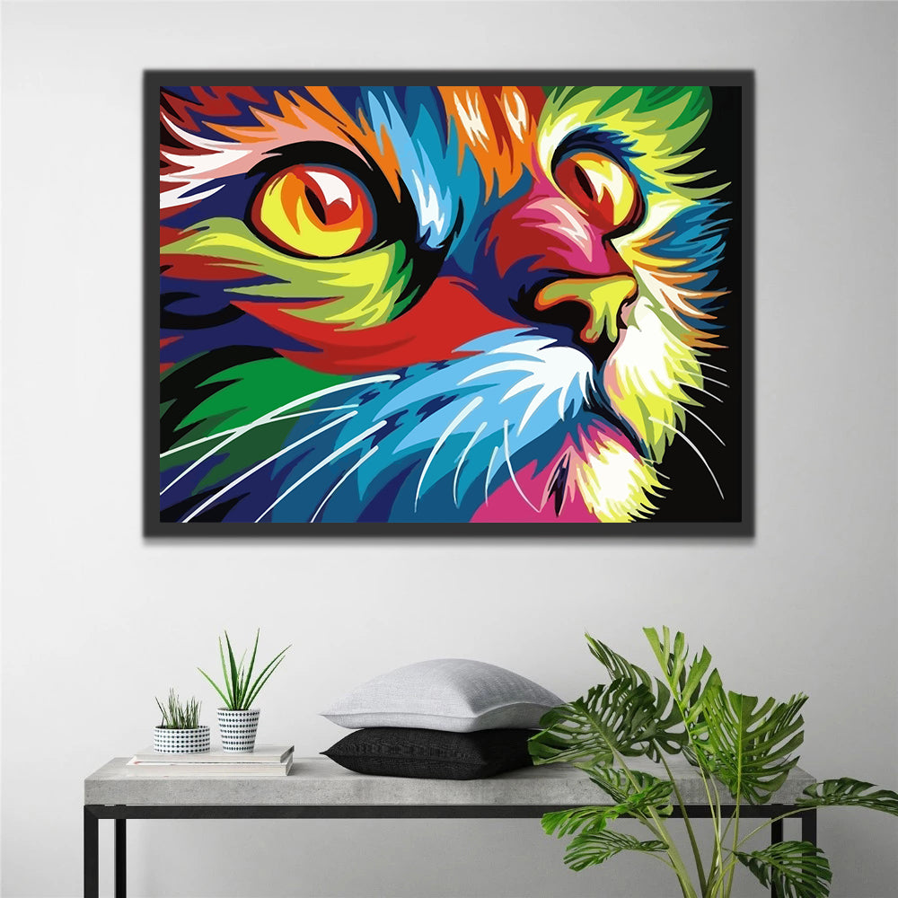 Colorful Cat Head Paint by Numbers