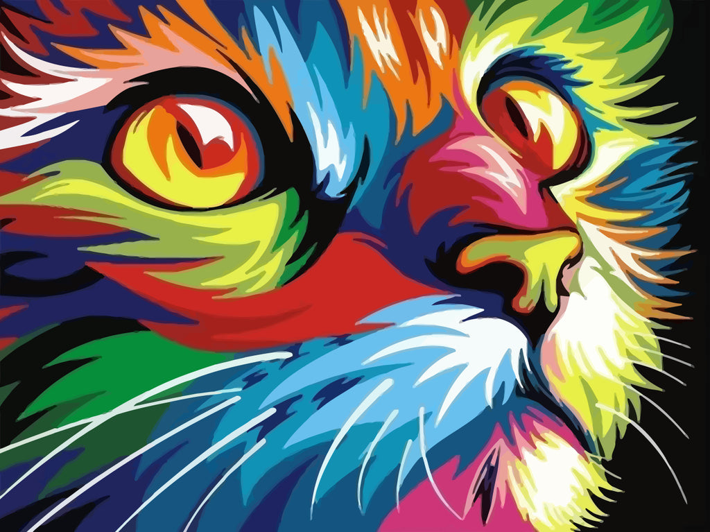 Colorful Cat Head Paint by Numbers