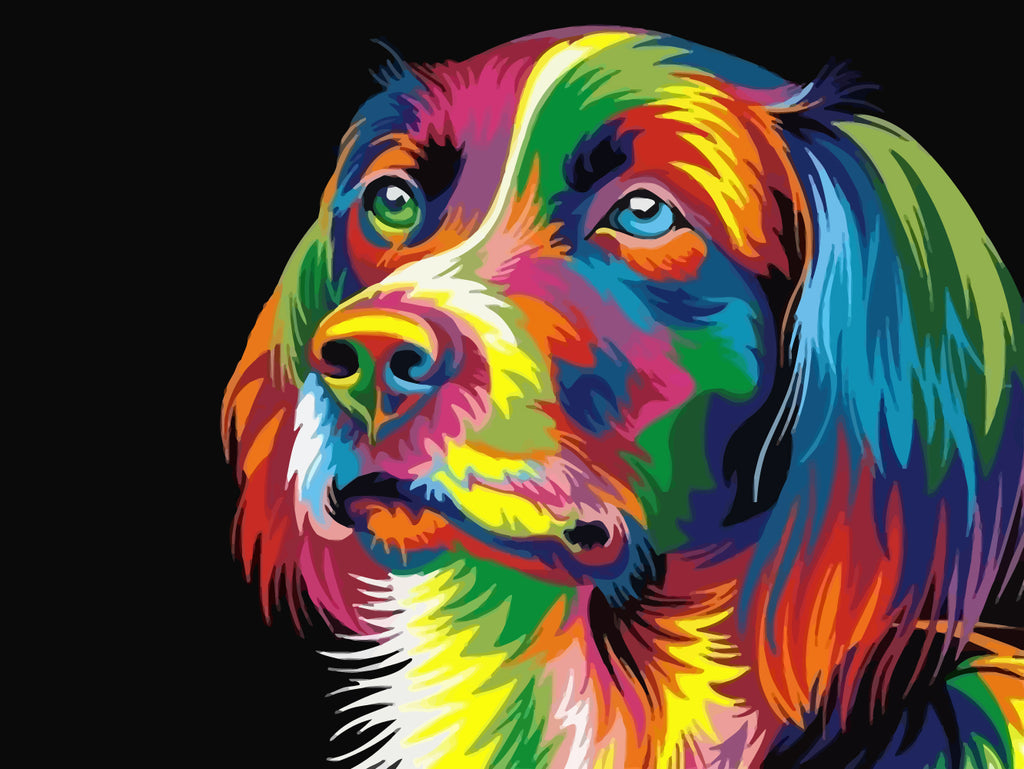 Colorful Dog Head Paint by Numbers