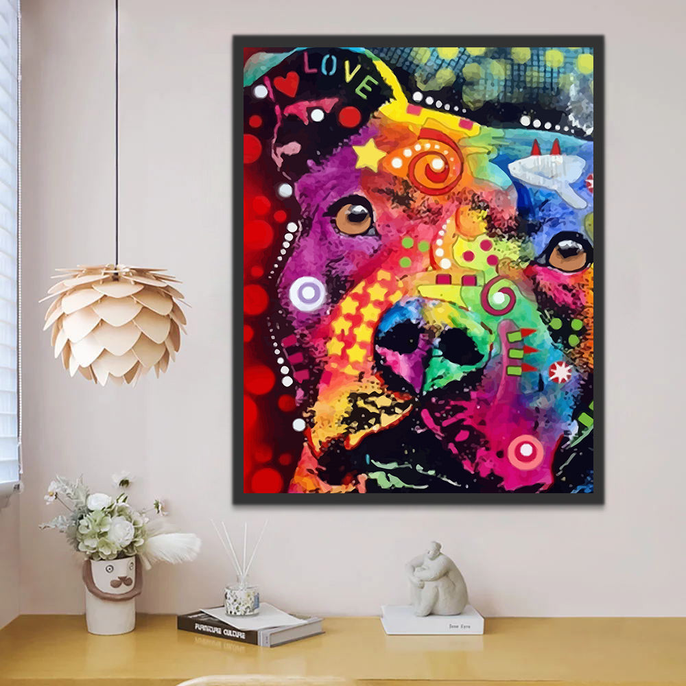 Colorful Dog in Pop Art Style Paint by Numbers