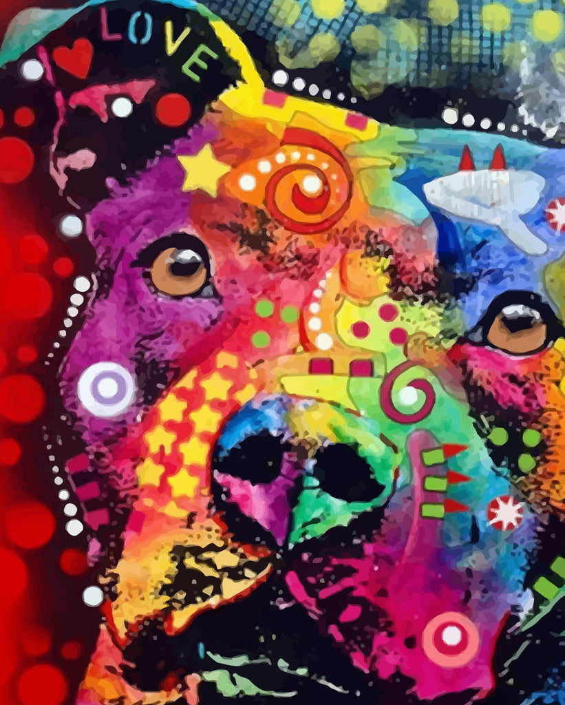 Colorful Dog in Pop Art Style Paint by Numbers