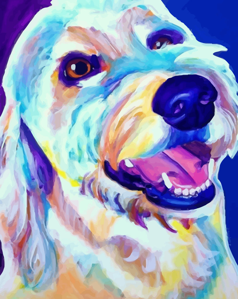 Colorful Dog on Blue Background Paint by Numbers