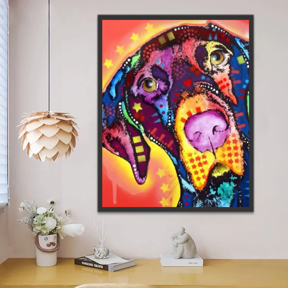 Colorful Dog Pop Art Paint by Numbers