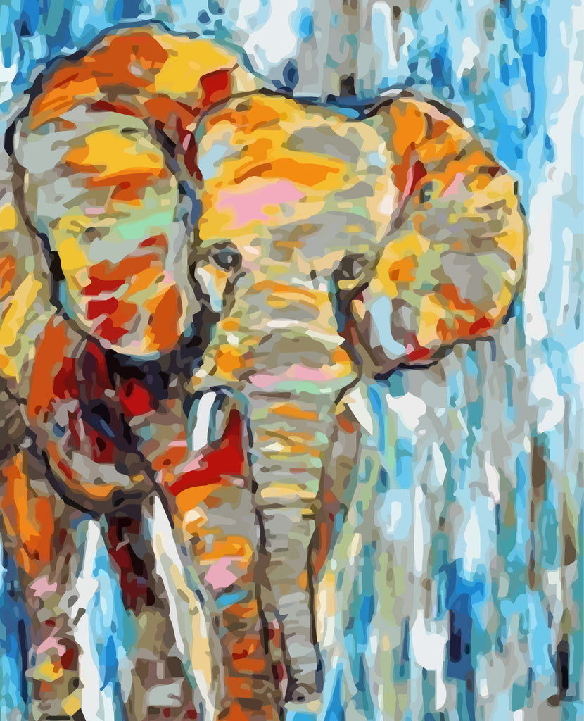 Colorful Elephant in Watercolor Style Paint by Numbers
