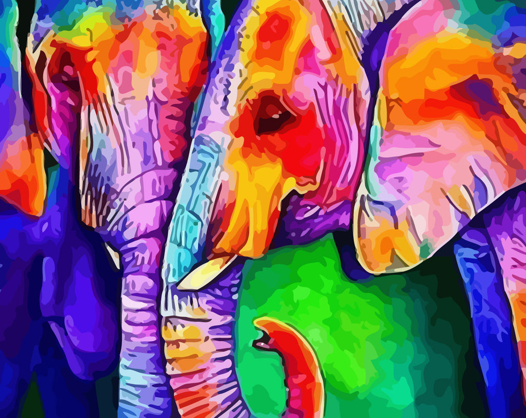Colorful Elephants Paint by Numbers