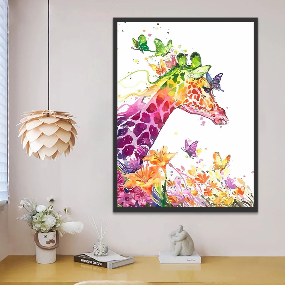 Colorful Giraffe and Butterflies Paint by Numbers