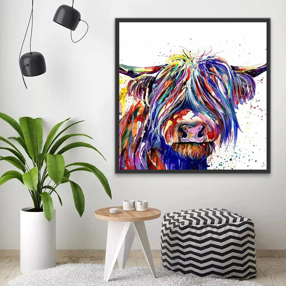 Colorful Highland Cow Paint by Numbers