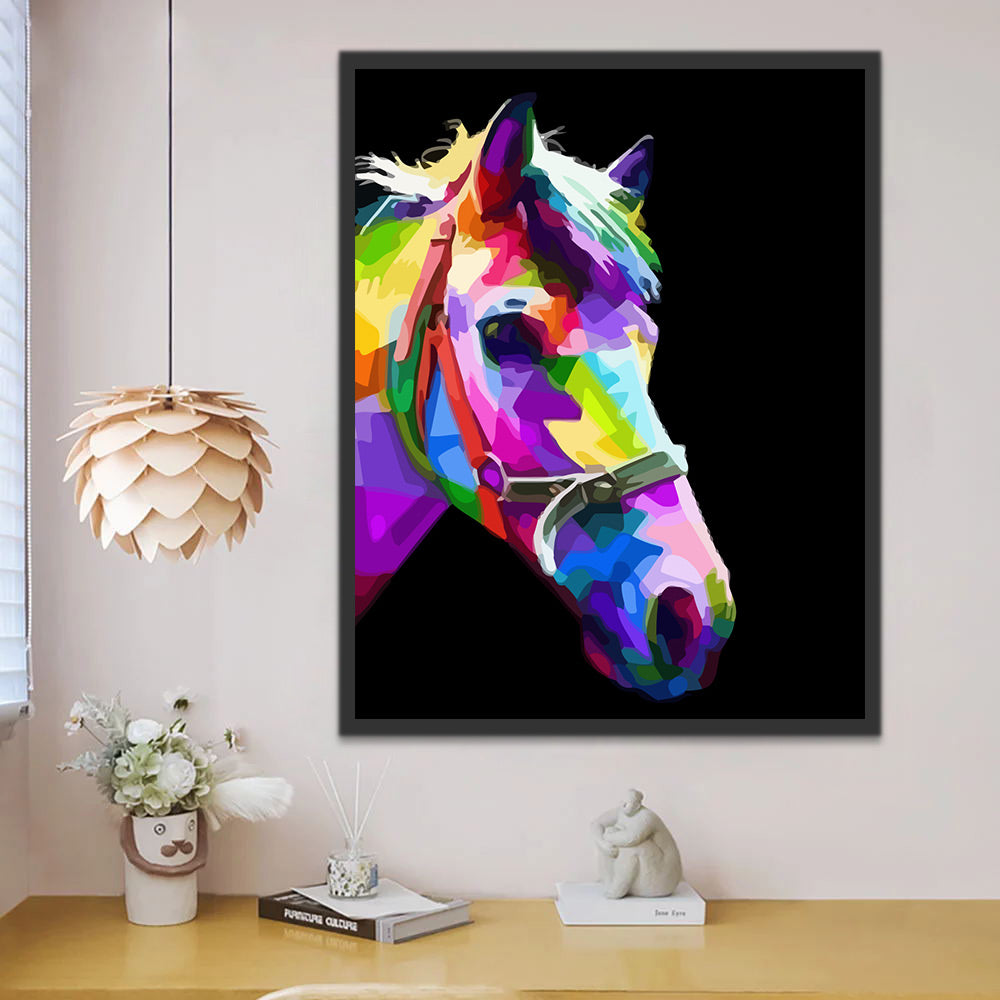 Colorful Horse in the Dark Paint by Numbers