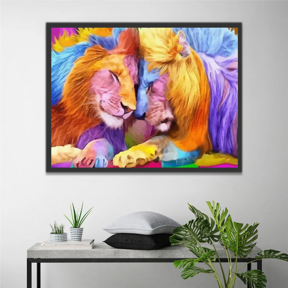Colorful Lion Couple Paint by Numbers
