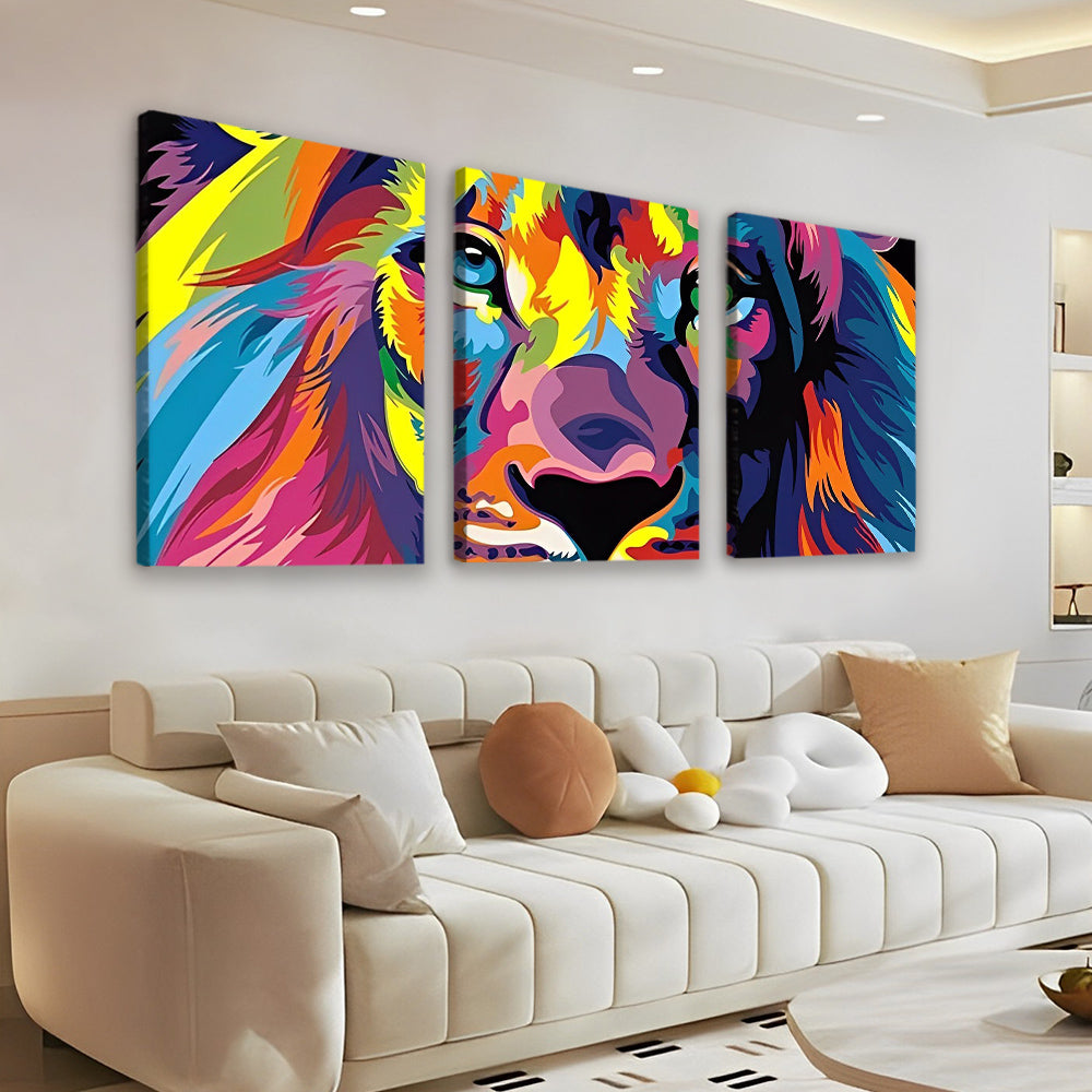 Colorful Lion Head 3 Pack Paint By Numbers