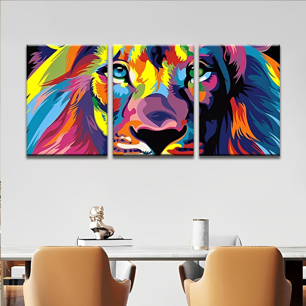 Colorful Lion Head 3 Pack Paint By Numbers