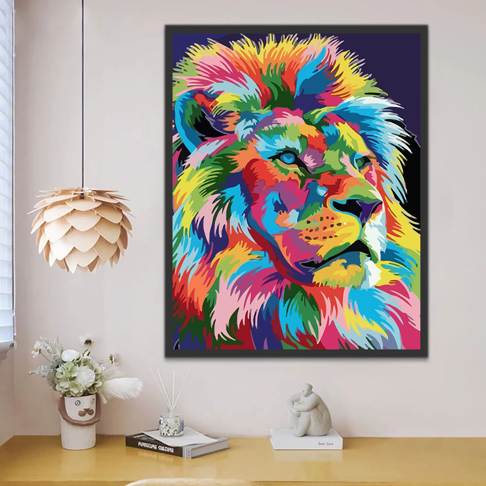 Colorful Lion Head Paint by Numbers