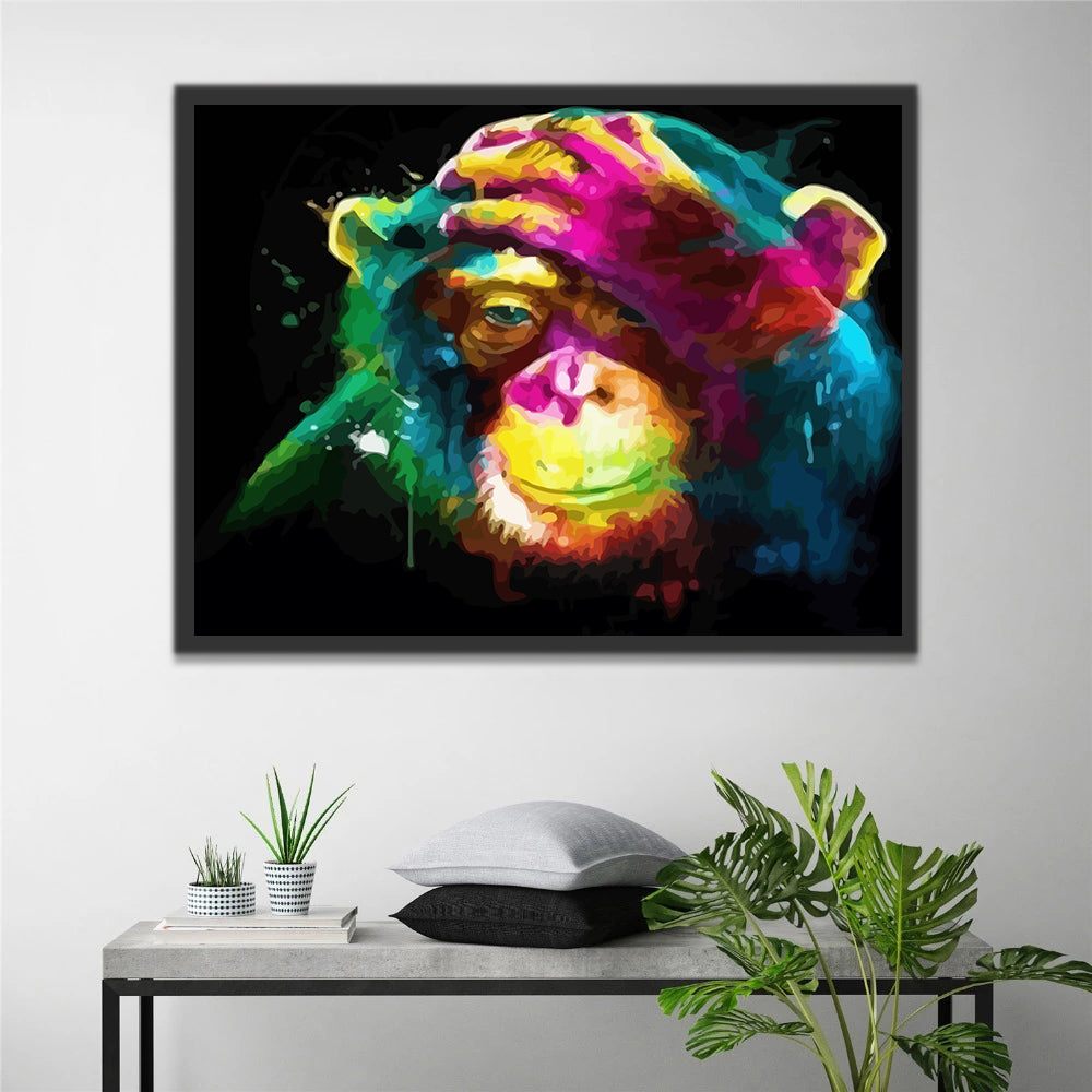 Colorful Monkey Touching the Head Paint by Numbers