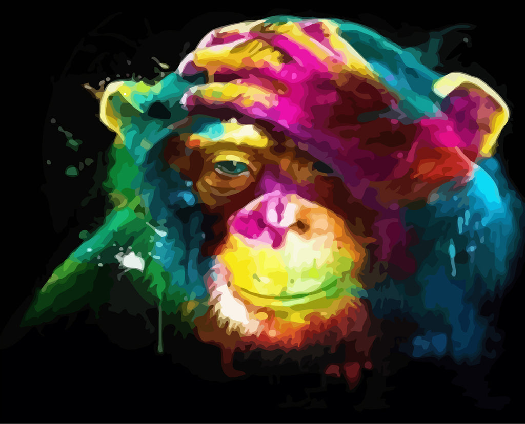 Colorful Monkey Touching the Head Paint by Numbers