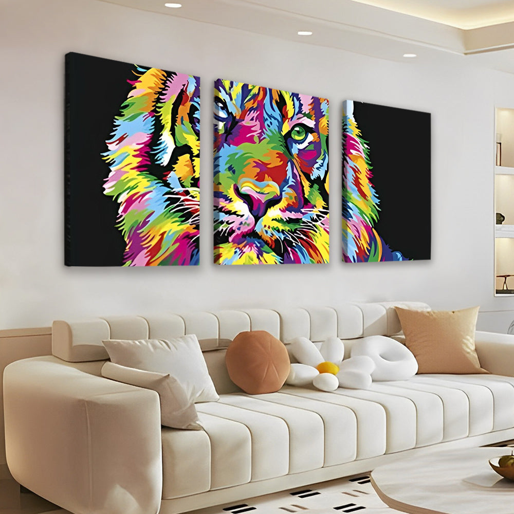 Colorful Tiger Face 3 Pack Paint By Numbers