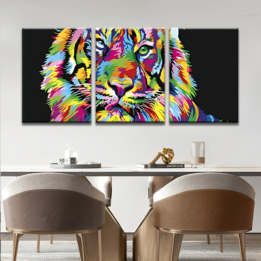 Colorful Tiger Face 3 Pack Paint By Numbers