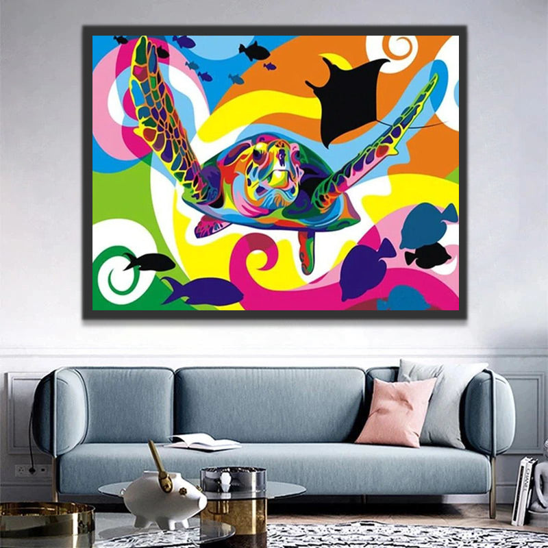 Colorful Turtle Pop Art Paint by Numbers