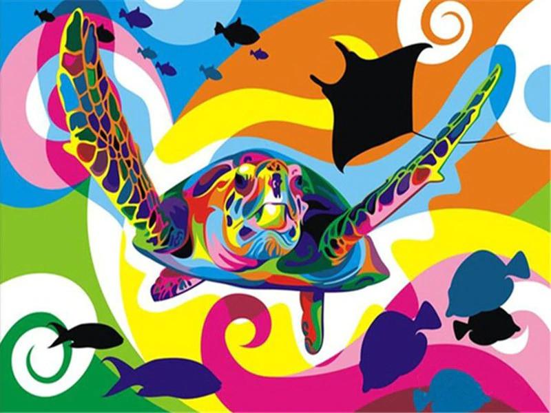 Colorful Turtle Pop Art Paint by Numbers