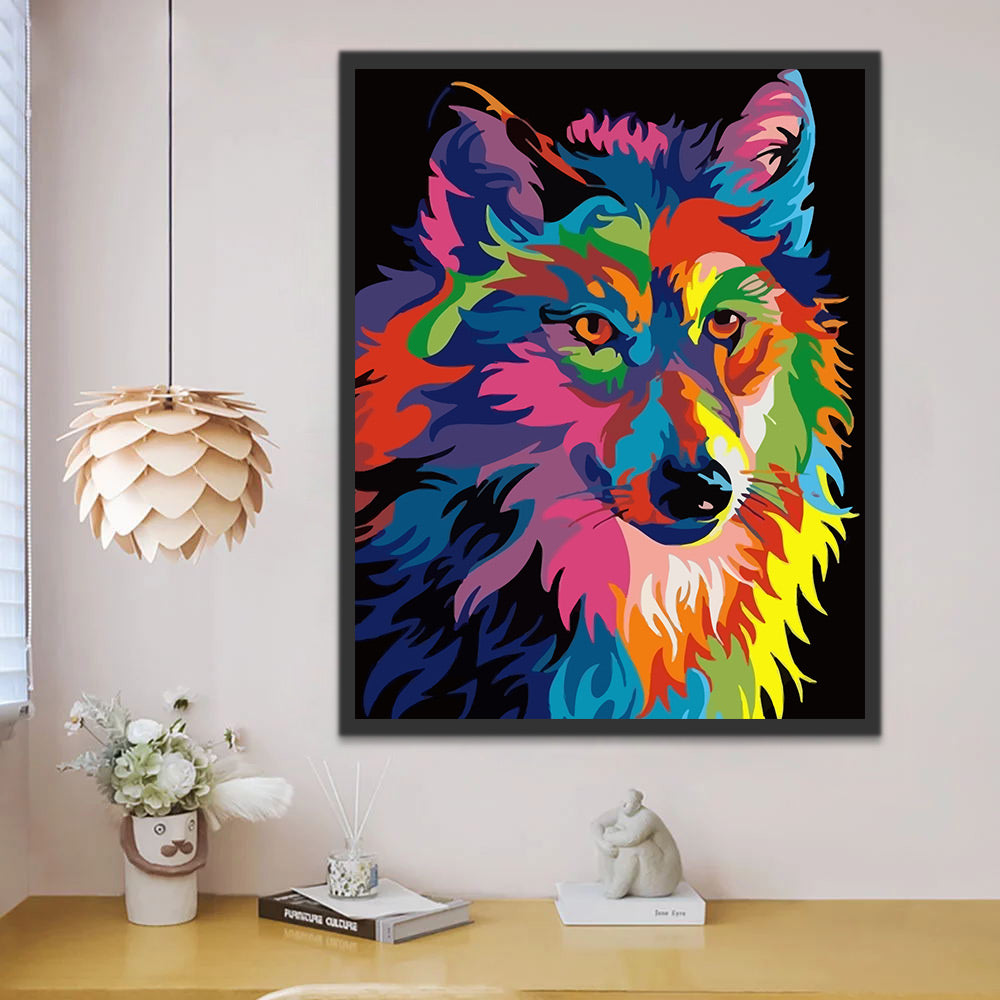 Colorful Wolf Paint by Numbers