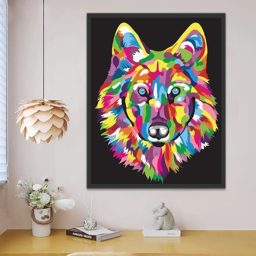 Colorful Wolf Paint by Numbers