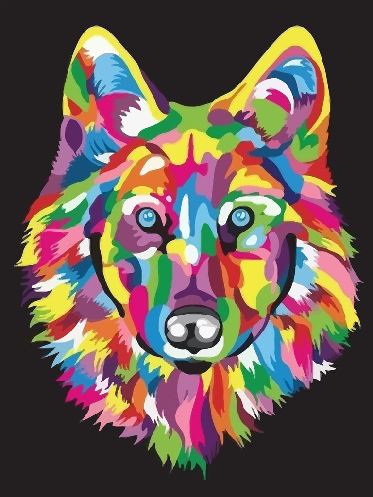 Colorful Wolf Paint by Numbers