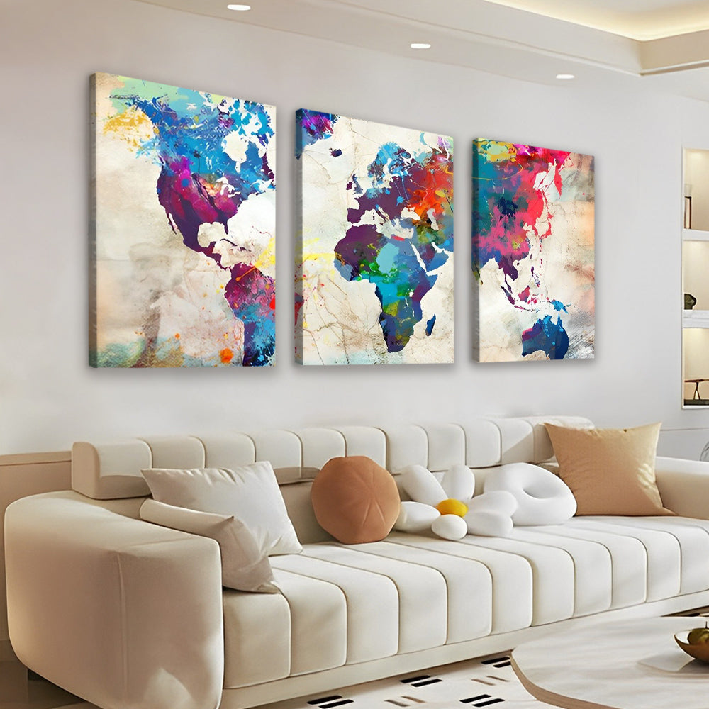 Colorful World Map 3 Pack Paint By Numbers