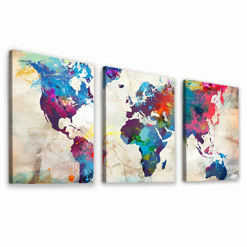 Colorful World Map 3 Pack Paint By Numbers
