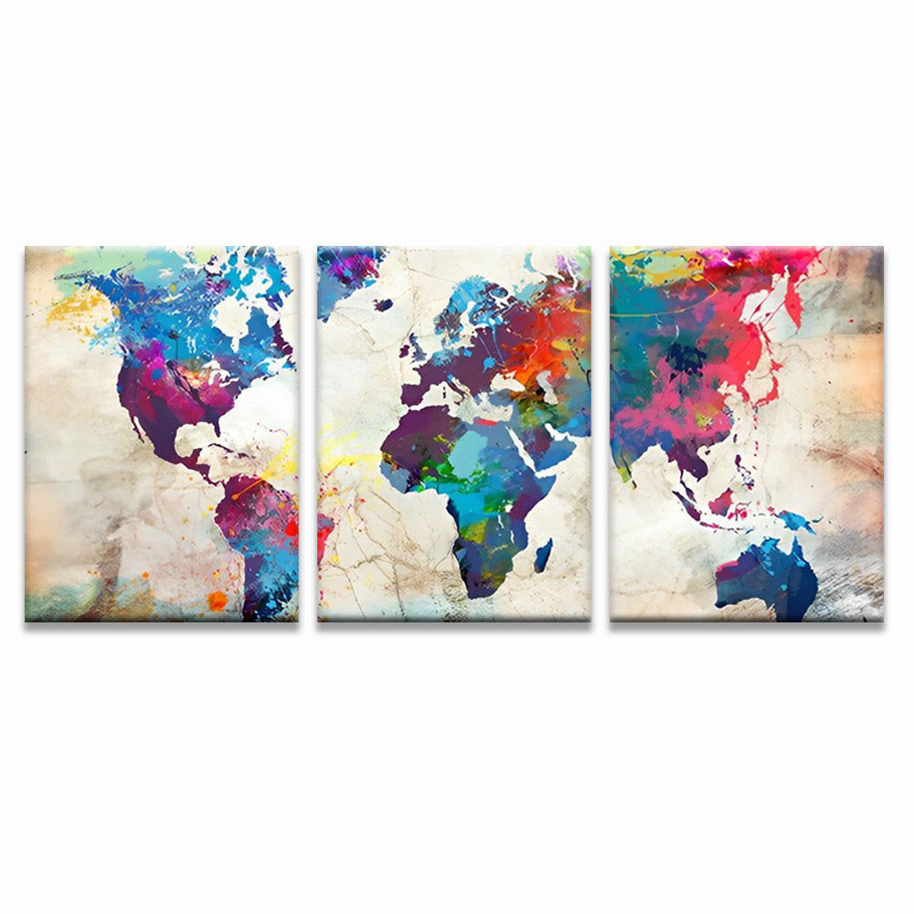 Colorful World Map 3 Pack Paint By Numbers