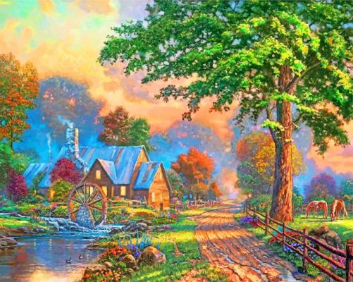 Cottage in the Countryside Paint by Numbers