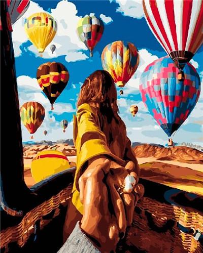 Couple with Hot Air Balloons Paint by Numbers