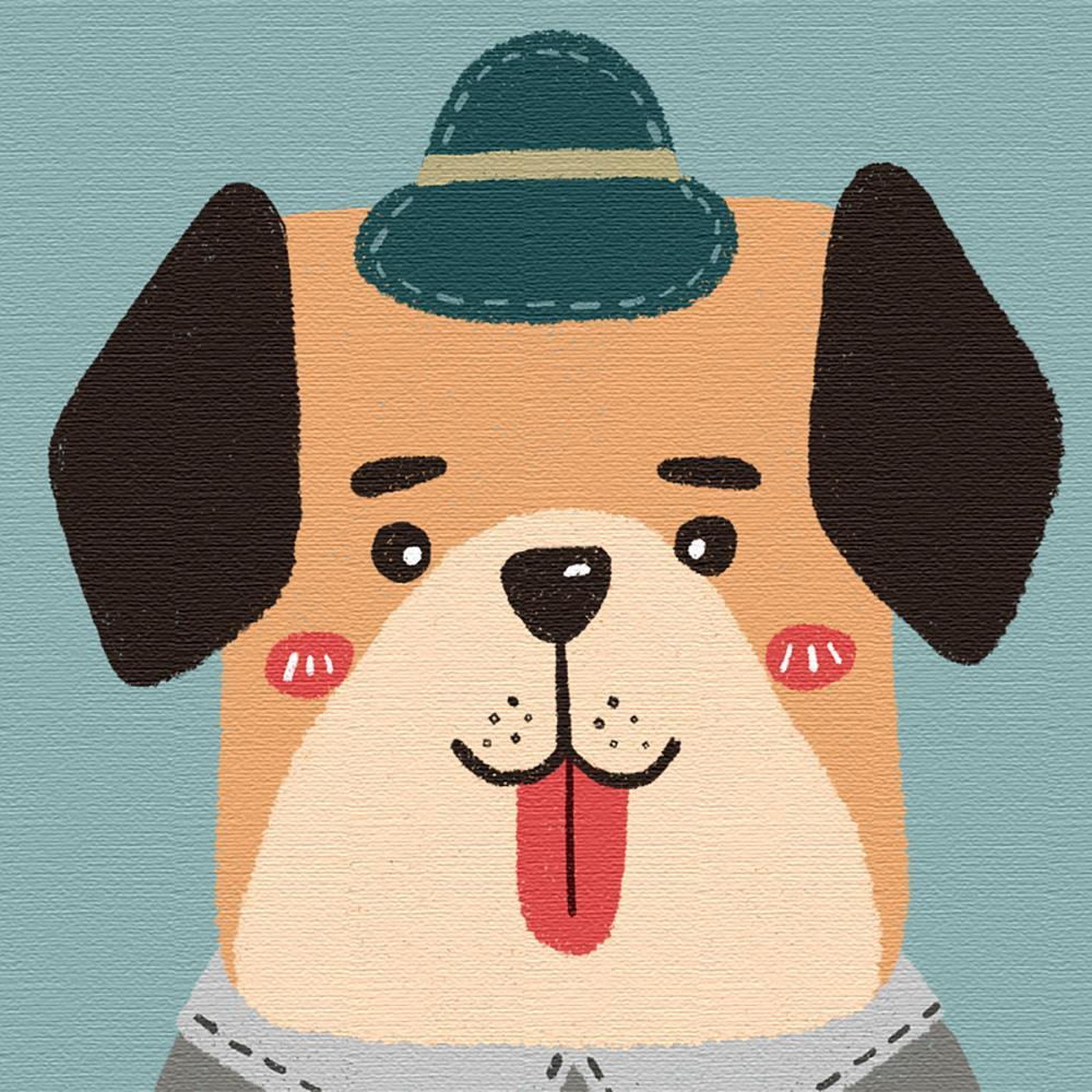 Cute Cartoon Dog with Hat Paint by Numbers for Kids