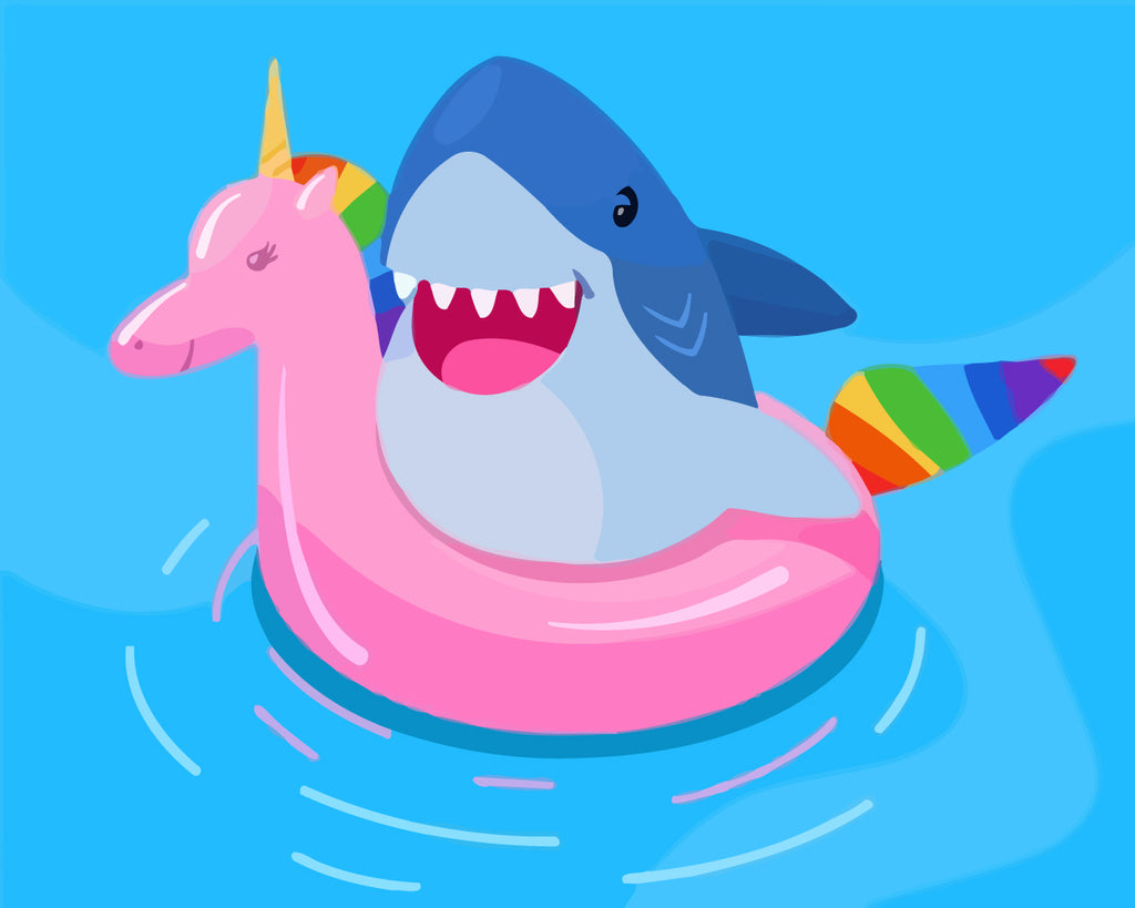 Cute Cartoon Shark Paint by Numbers for Kids