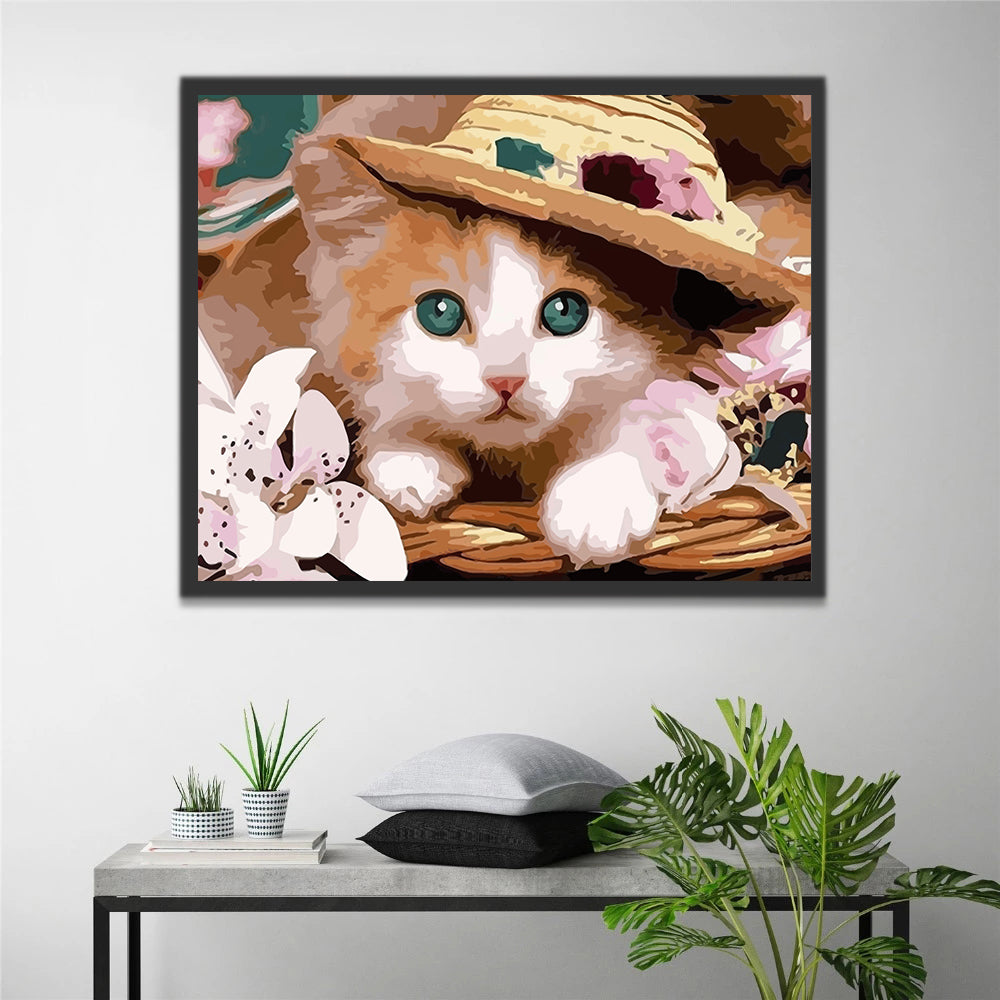 Cute Cat and Flowers Paint by Numbers