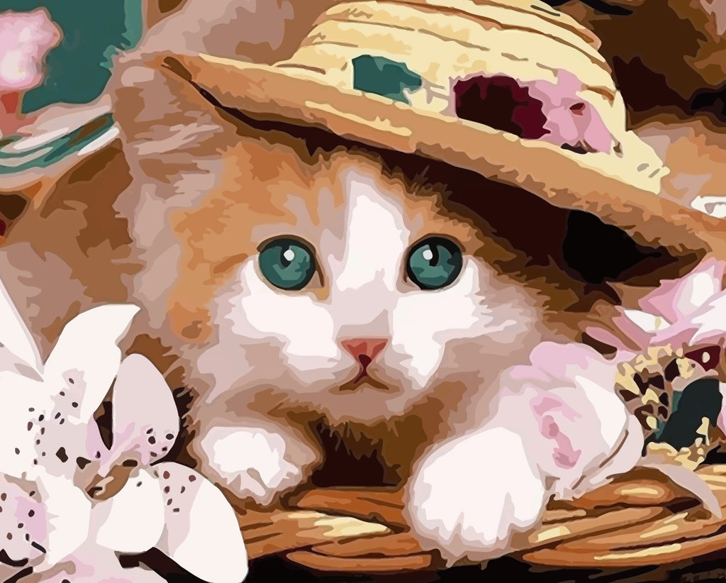 Cute Cat and Flowers Paint by Numbers