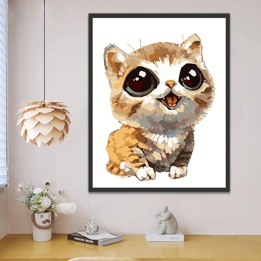 Cute Cat with Big Eyes Paint by Numbers